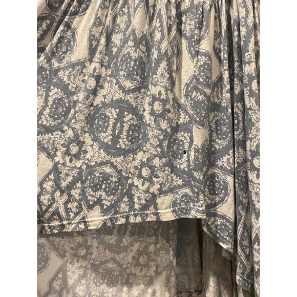 Free People Mimi Tunic Top Small Blue White Linen Blend Tank Flowy Loose Boho - Picture 9 of 12